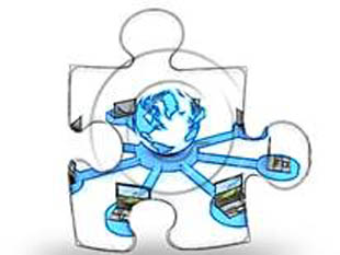 Global Computer Network Blue Color Pencil Color Pencil PUZ PPT PowerPoint Image Picture