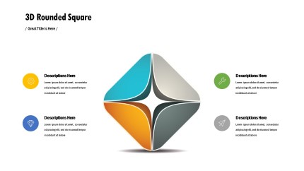 3D Rounded Square PowerPoint PPT Slide design