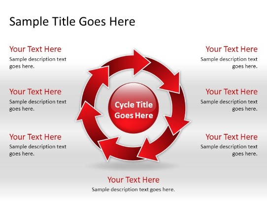 Arrowcycle A 7red PowerPoint PPT Slide design