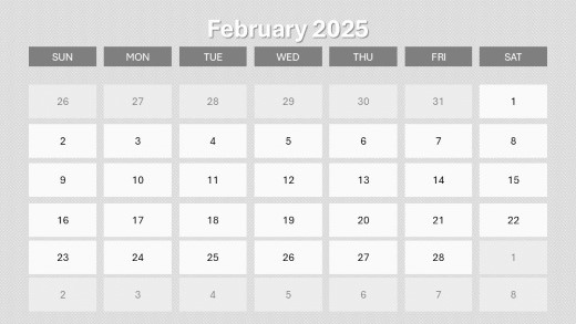 2025 Calendar Monthly Image 02 February PowerPoint PPT Slide design