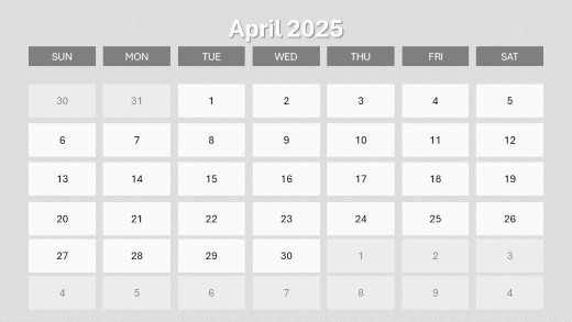 2025 Calendar Monthly Image 04 April PowerPoint PPT Slide design
