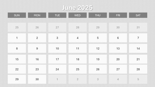 2025 Calendar Monthly Image 06 June PowerPoint PPT Slide design