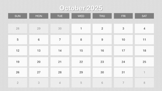 2025 Calendar Monthly Image 10 October PowerPoint PPT Slide design