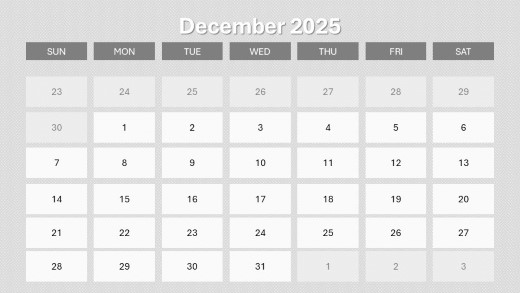 2025 Calendar Monthly Image 12 December PowerPoint PPT Slide design