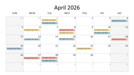 2026 Calendar Grid April PowerPoint PPT Slide design