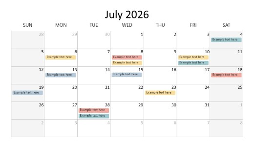 2026 Calendar Grid July PowerPoint PPT Slide design