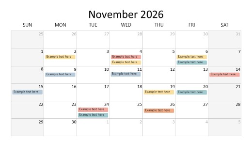 2026 Calendar Grid November PowerPoint PPT Slide design