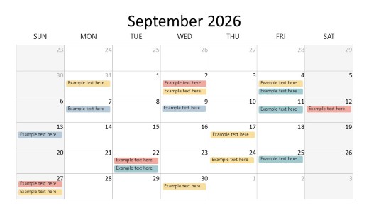 2026 Calendar Grid September PowerPoint PPT Slide design