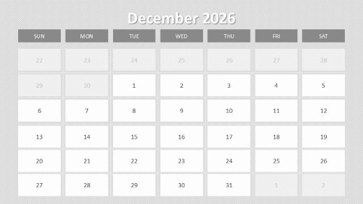 2026 Calendar Image Placeholders December PowerPoint PPT Slide design