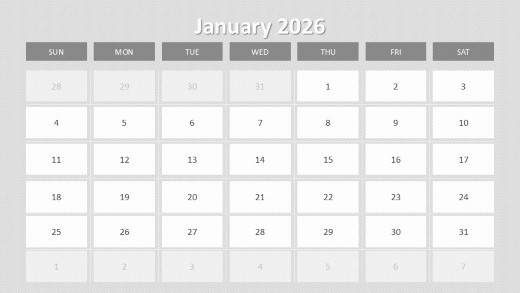 2026 Calendar Image Placeholders January PowerPoint PPT Slide design