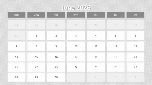 2026 Calendar Image Placeholders June PowerPoint PPT Slide design