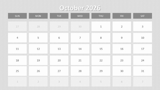 2026 Calendar Image Placeholders October PowerPoint PPT Slide design