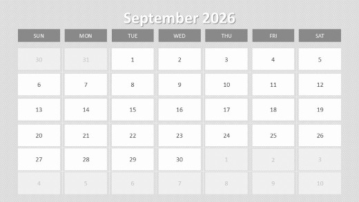 2026 Calendar Image Placeholders September PowerPoint PPT Slide design
