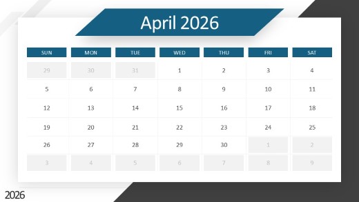 2026 Calendar Months Angles April PowerPoint PPT Slide design