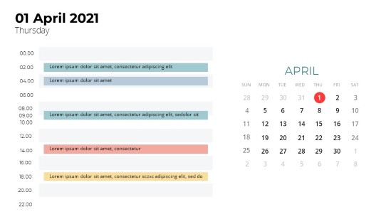 Calendars 2021 Daily Log April PowerPoint PPT Slide design
