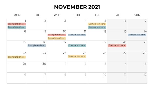 Calendars 2021 Monthly Monday November PowerPoint PPT Slide design