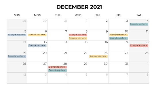 Calendars 2021 Monthly Sunday December PowerPoint PPT Slide design