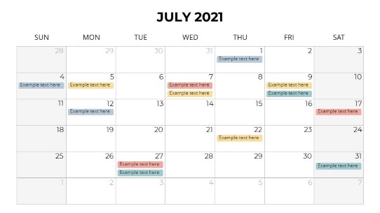Calendars 2021 Monthly Sunday July PowerPoint PPT Slide design