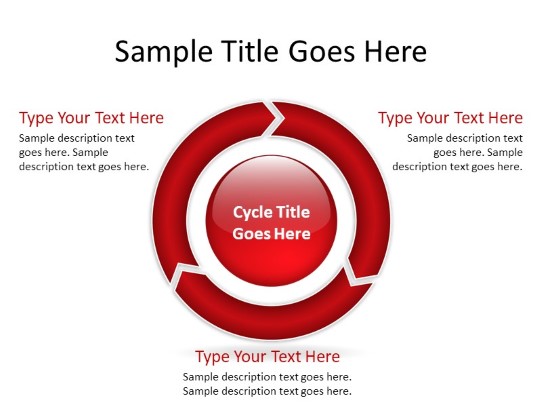 Chrevoncycle A 3red Clockwise PowerPoint PPT Slide design