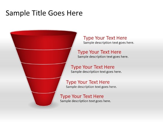 Cone Down A 5red PowerPoint PPT Slide design