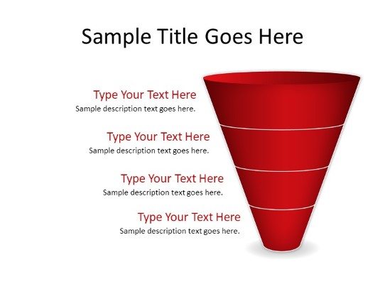 Cone Down C 4red PowerPoint PPT Slide design