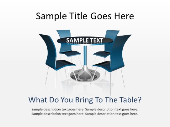 Tableandchairsblue PowerPoint PPT Slide design