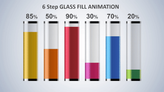 6 Step Glass Fill Animation for PowerPoint presentations and slideshows  from PresentationPro