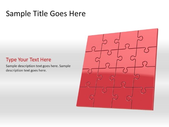Puzzle 16c Red PowerPoint PPT Slide design