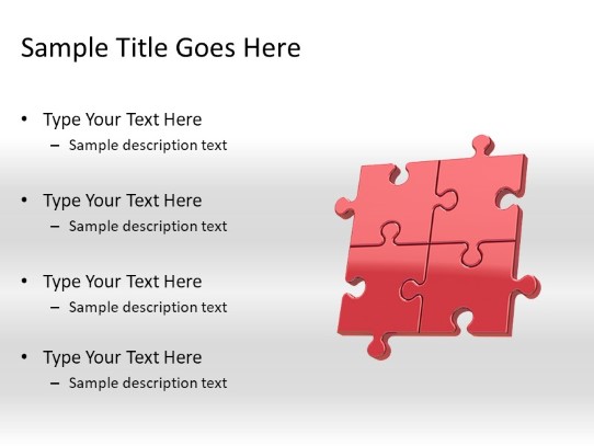Puzzle 4a Red PowerPoint PPT Slide design