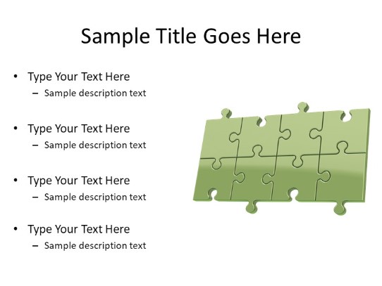 Puzzle 8a Green PowerPoint PPT Slide design