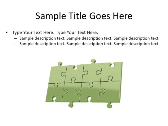 Puzzle 8d Green PowerPoint PPT Slide design