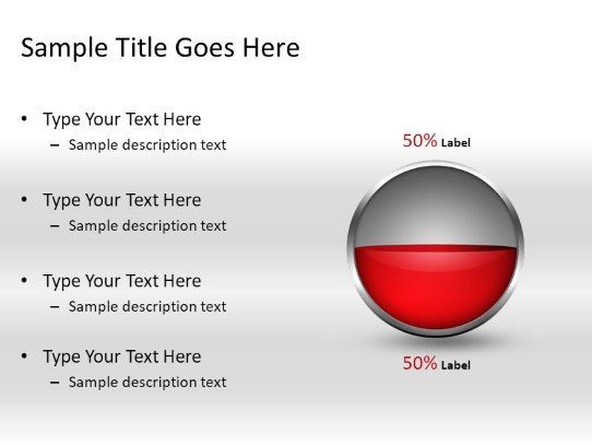 Ball Fill Red 50c PowerPoint PPT Slide design