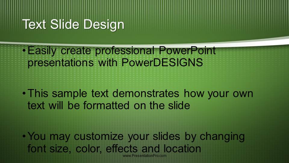 Swoosh Green Widescreen PowerPoint Template text slide design
