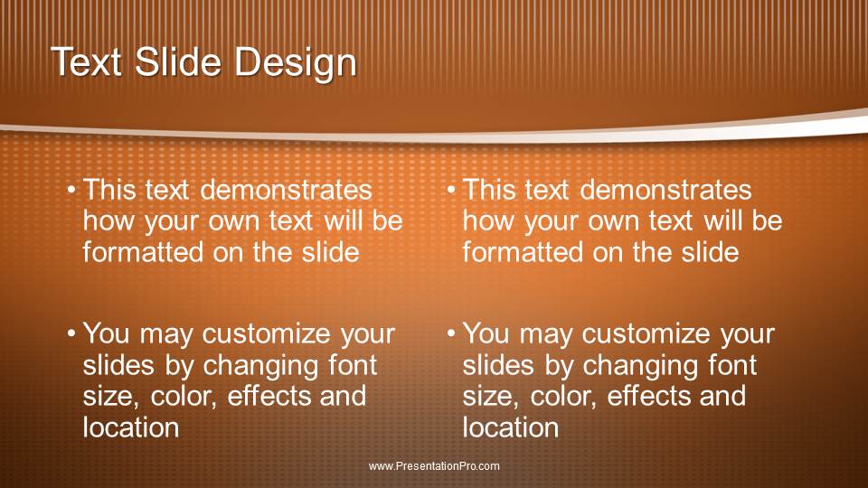 Swoosh Orange Widescreen PowerPoint Template text slide design