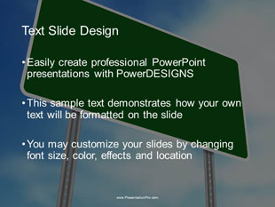 Blank Road Sign PowerPoint Template text slide design