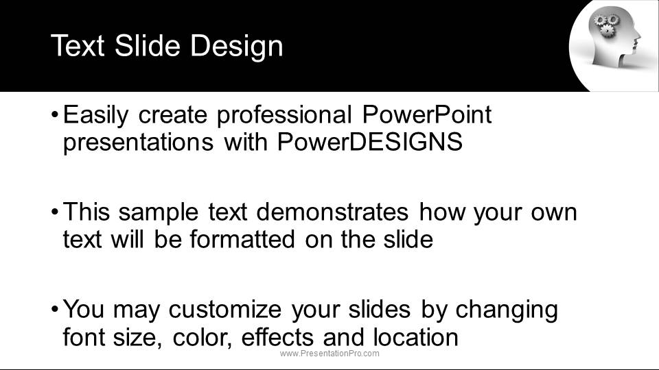 Mind Cogs Widescreen PowerPoint Template text slide design