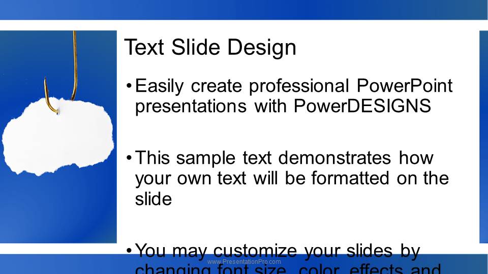 On The Hook Widescreen PowerPoint Template text slide design