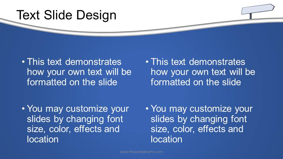 Blank Path Sign Widescreen PowerPoint Template text slide design