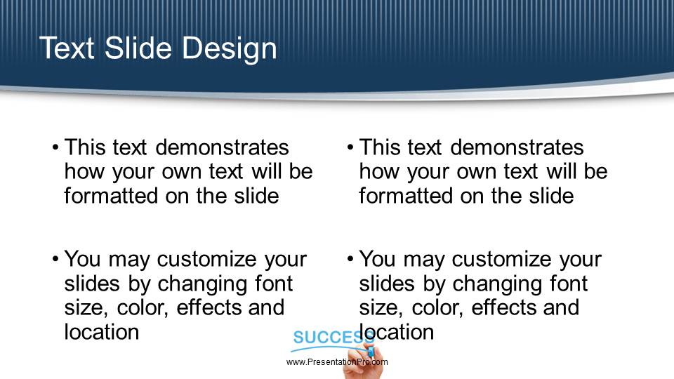 Success On White Board BlueWidescreen PowerPoint Template text slide design