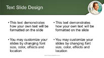 Successful Female Green Widescreen PowerPoint Template text slide design