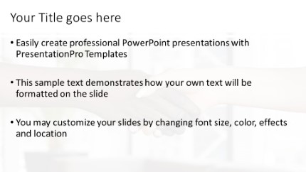 Shaking Hands Widescreen PowerPoint Template text slide design