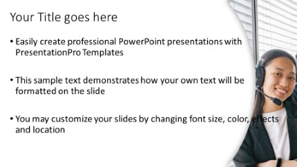 Team Headsets Widescreen PowerPoint Template text slide design