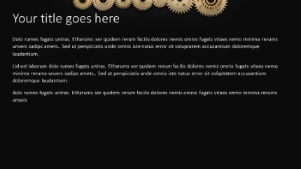 Golden Gears Widescreen PowerPoint Template text slide design