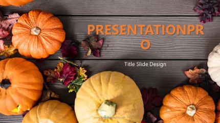 Pumpkins Porch Widescreen PowerPoint Template text slide design