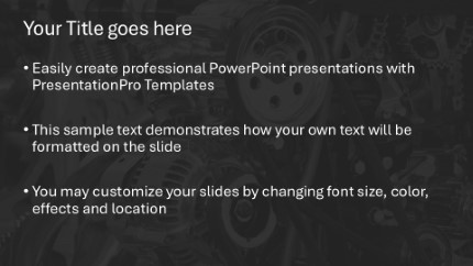 Engine Tuning Widescreen PowerPoint Template text slide design