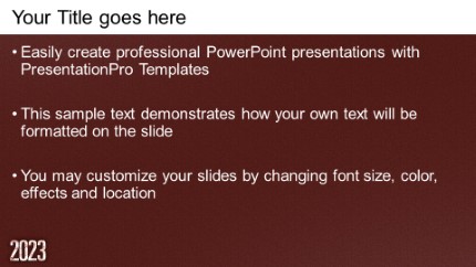 2023 Leathery Red Widescreen PowerPoint Template text slide design