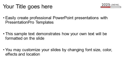 2023 Loading Widescreen PowerPoint Template text slide design