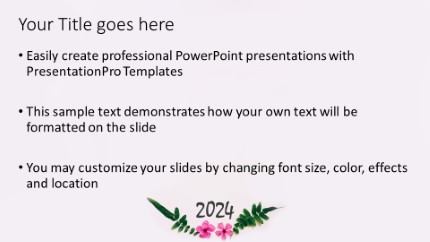 2024 Spiral Flowers Widescreen PowerPoint Template text slide design