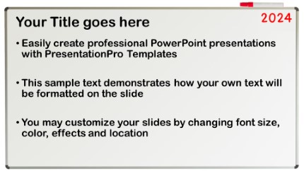 2024 White Board Widescreen PowerPoint Template text slide design
