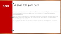 April Red Widescreen PowerPoint Template text slide design
